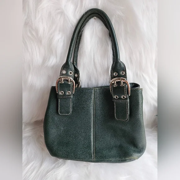 Tignanello Hunter Green Leather Satchel Bag – Silver Hardware – Classic Style - Picture 5 of 16